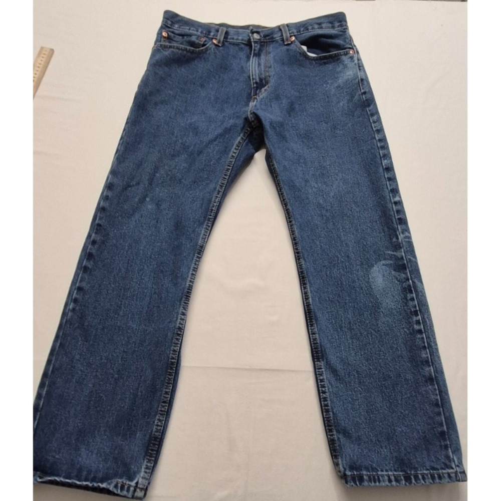 Levi Strauss men's 505 dark wash denim blue jeans 36x30 100% Cotton